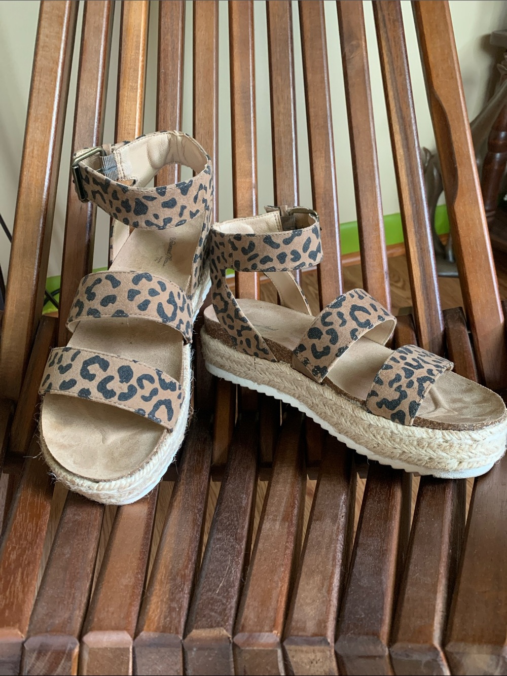 Universal Thread Leopard Print Espadrille Wedge Sandals - Tan and Black
